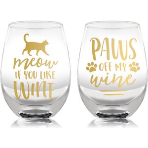 Pearhead Cat Lover's Wine Glass Set