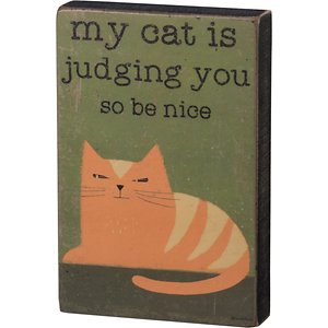 Primitives By Kathy "Judging You" Block Decor